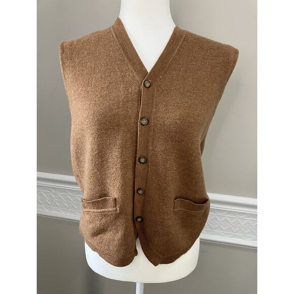 Beau Ties Of Vermont Wool Button up Sweater Vest Youth Size XL Tan Womens M - Picture 1 of 11